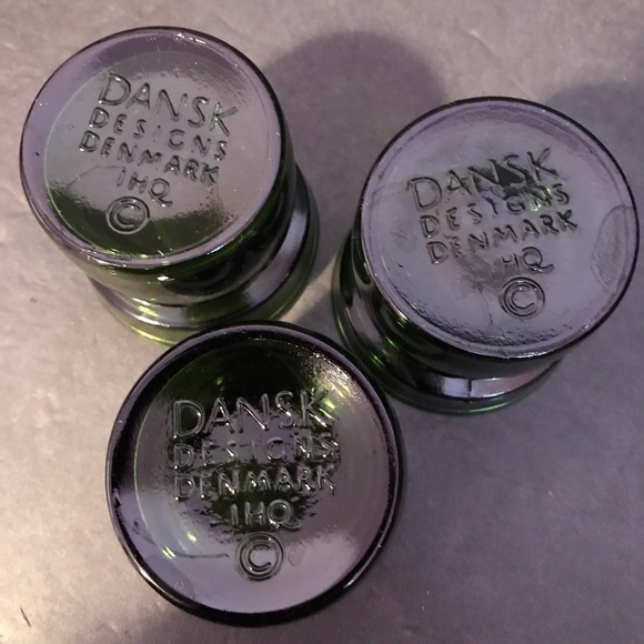 3 Vintage Dansk Green Glass Candle Holder Denmark MidCenturyModern Votive Holder - Picture 7 of 14